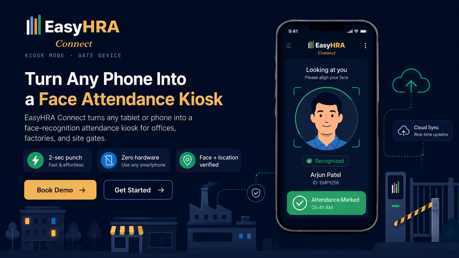EasyHRA Connect for factories, warehouses, retail stores, hospitals, hotels, security agencies and construction sites